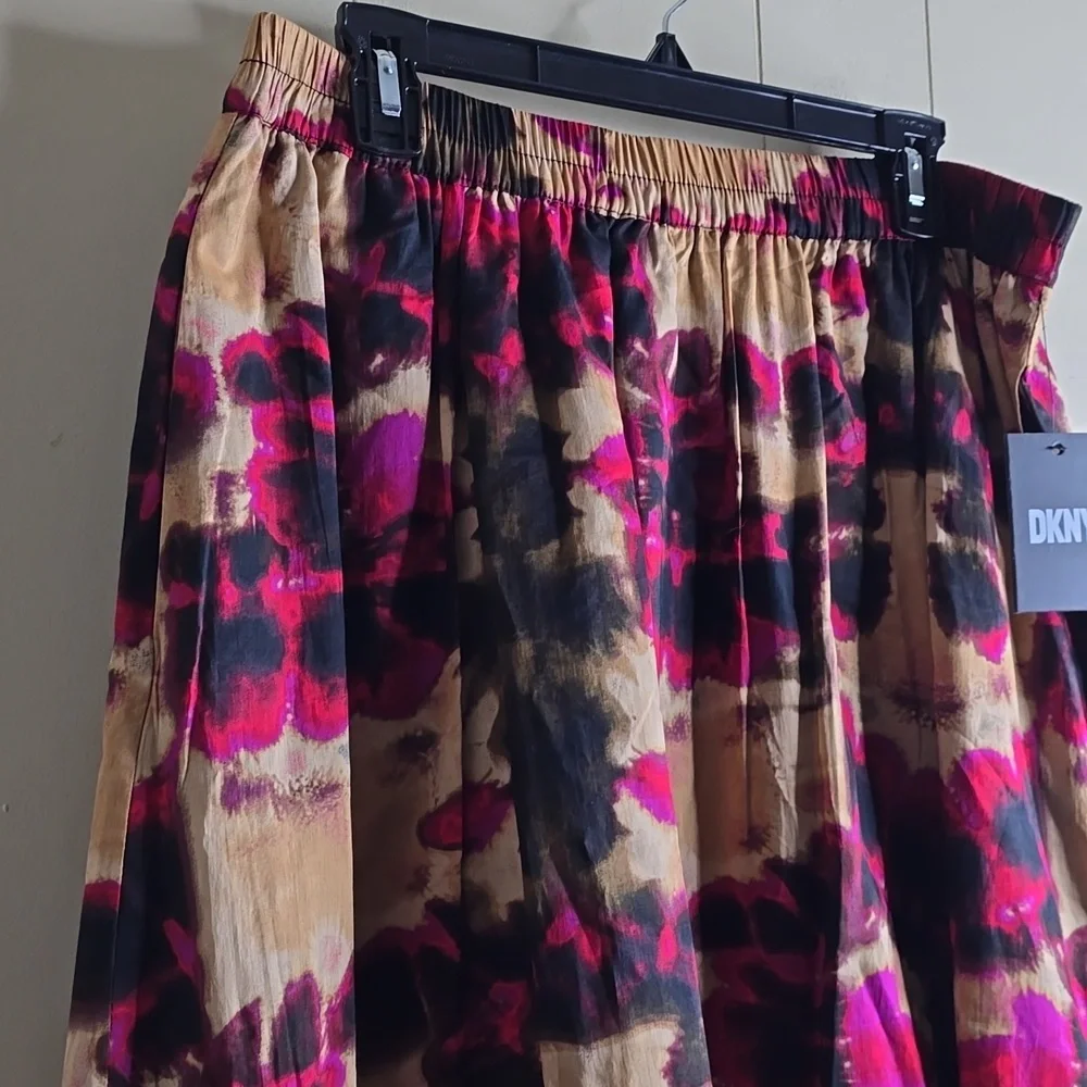 DKNY Women's Leaf Print A-Line Skirt Large - Picture 8 of 16